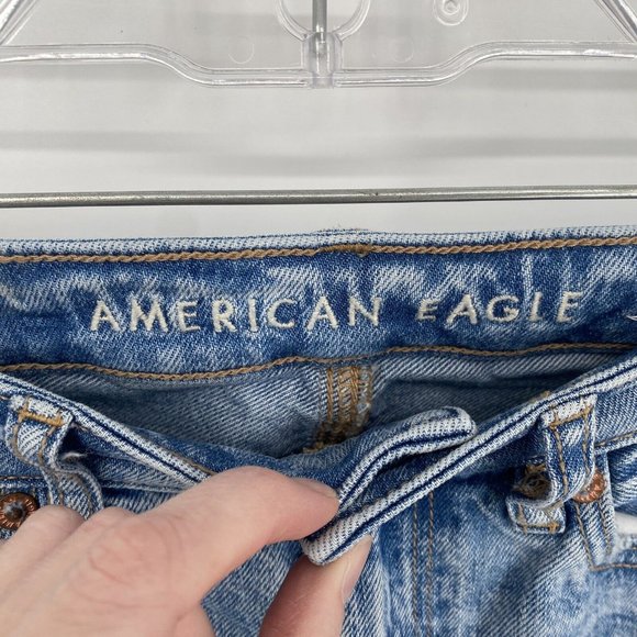 American Eagle jeans women’s 00 blue mom high rise denim distressed casual - Picture 5 of 7